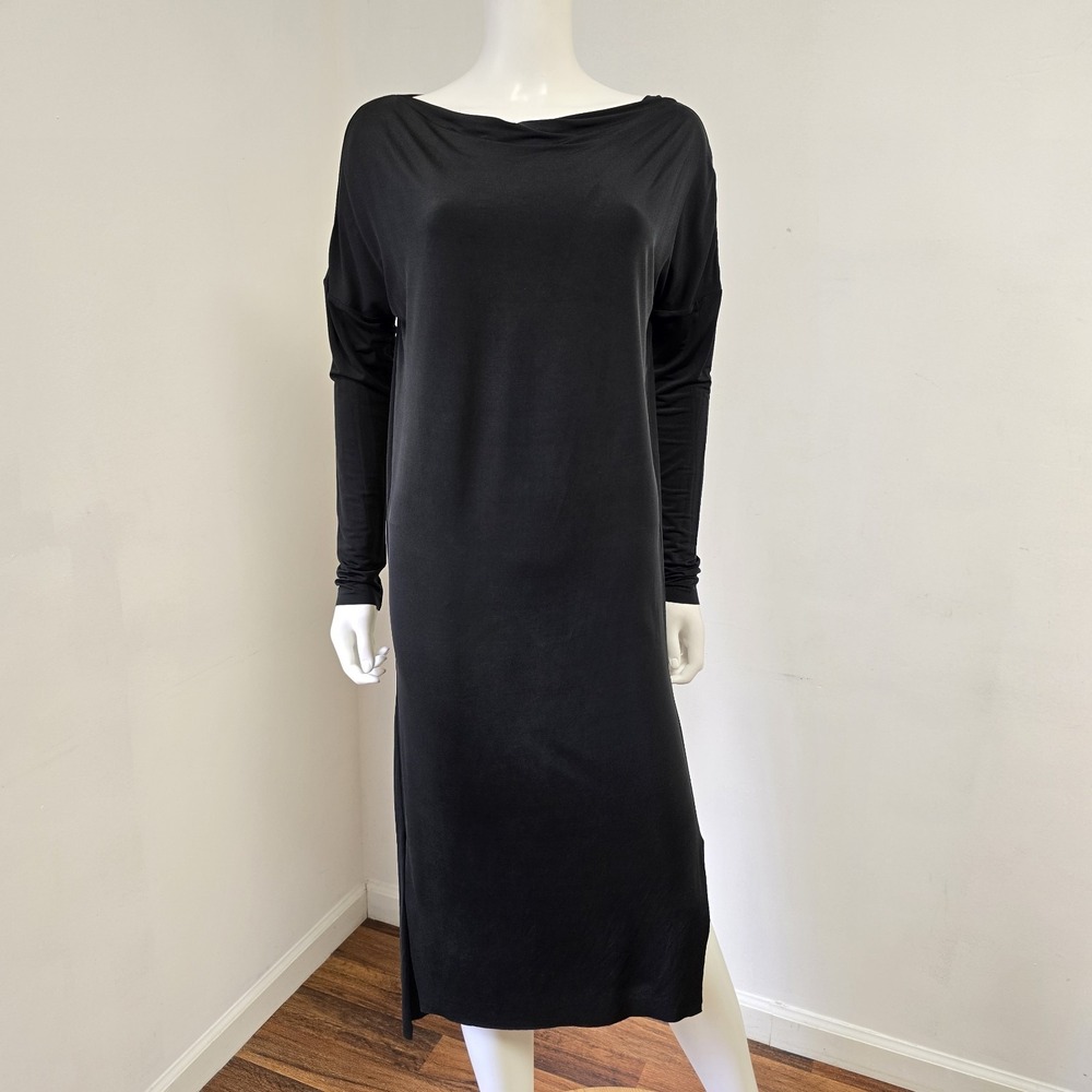 AllSaints Sheath Stretch Dress Size 8 Black Minimalist Grunge Whimsigoth Midi